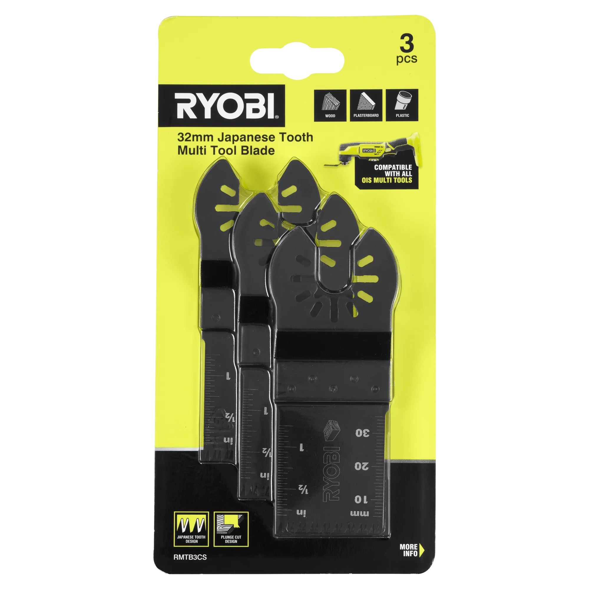 32mm Japanese Tooth Multi Tool Blade 3 Pack