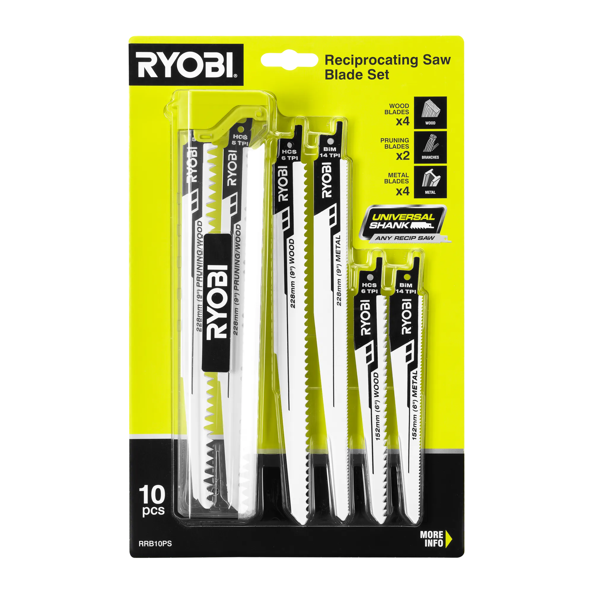 10-Piece Reciprocating Saw Blade Set