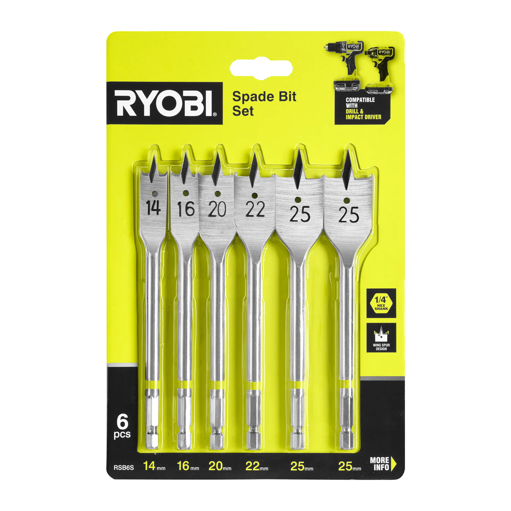 6-Piece Spade Bit Set