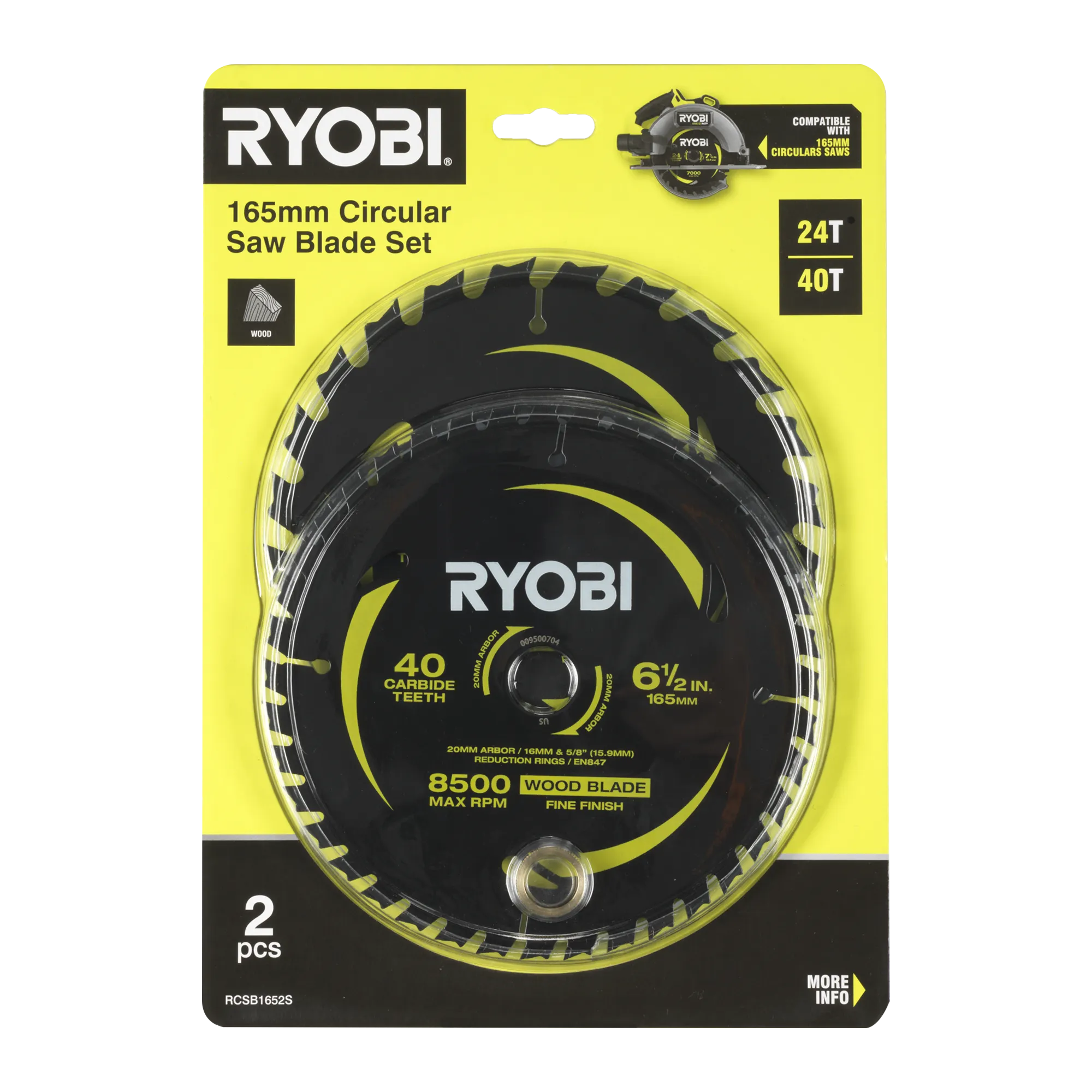165mm 24T & 40T Circular Saw Blade 2 Pack 3 165mm 24T & 40T Circular Saw Blade 2 Pack