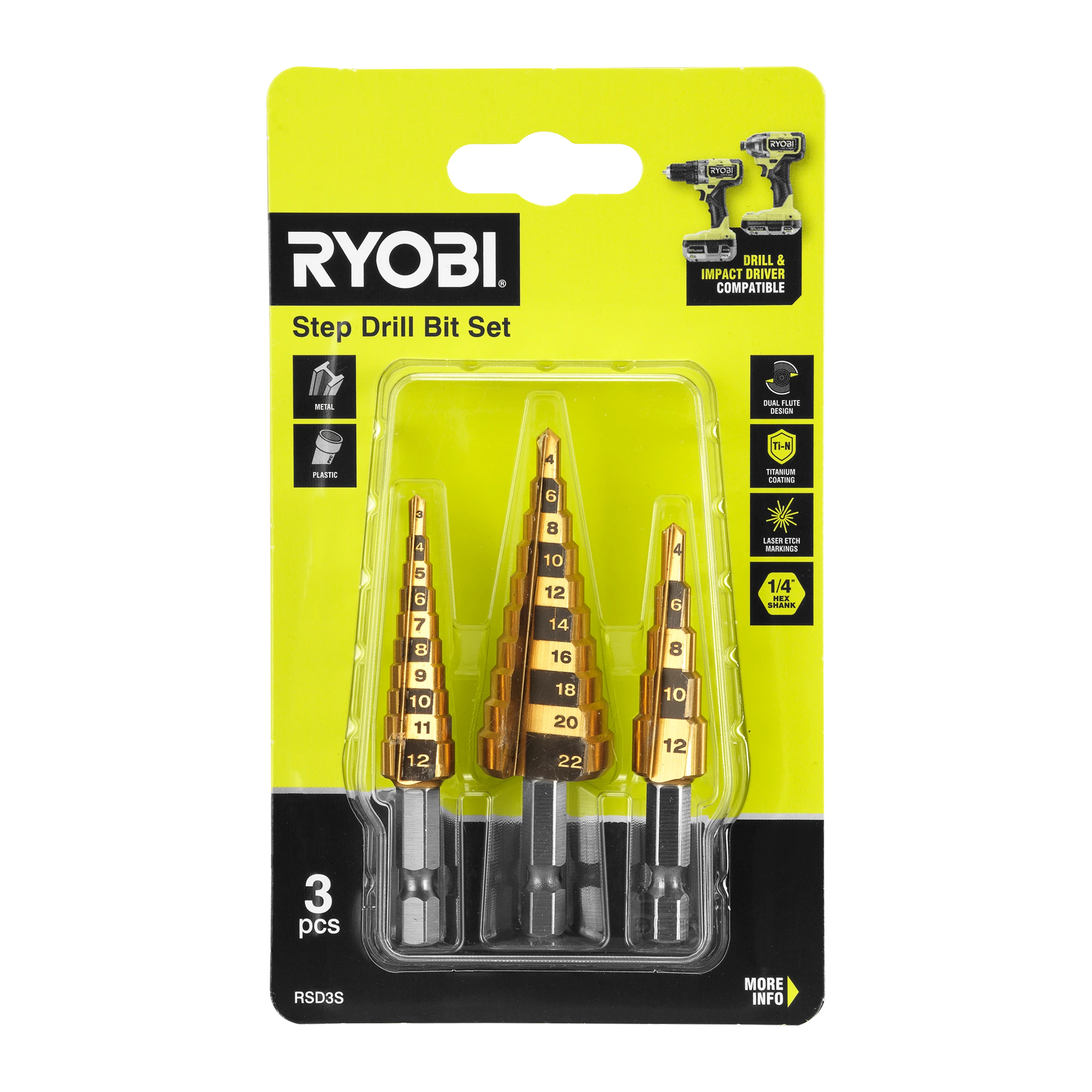3-Piece Step Drill Bit Set