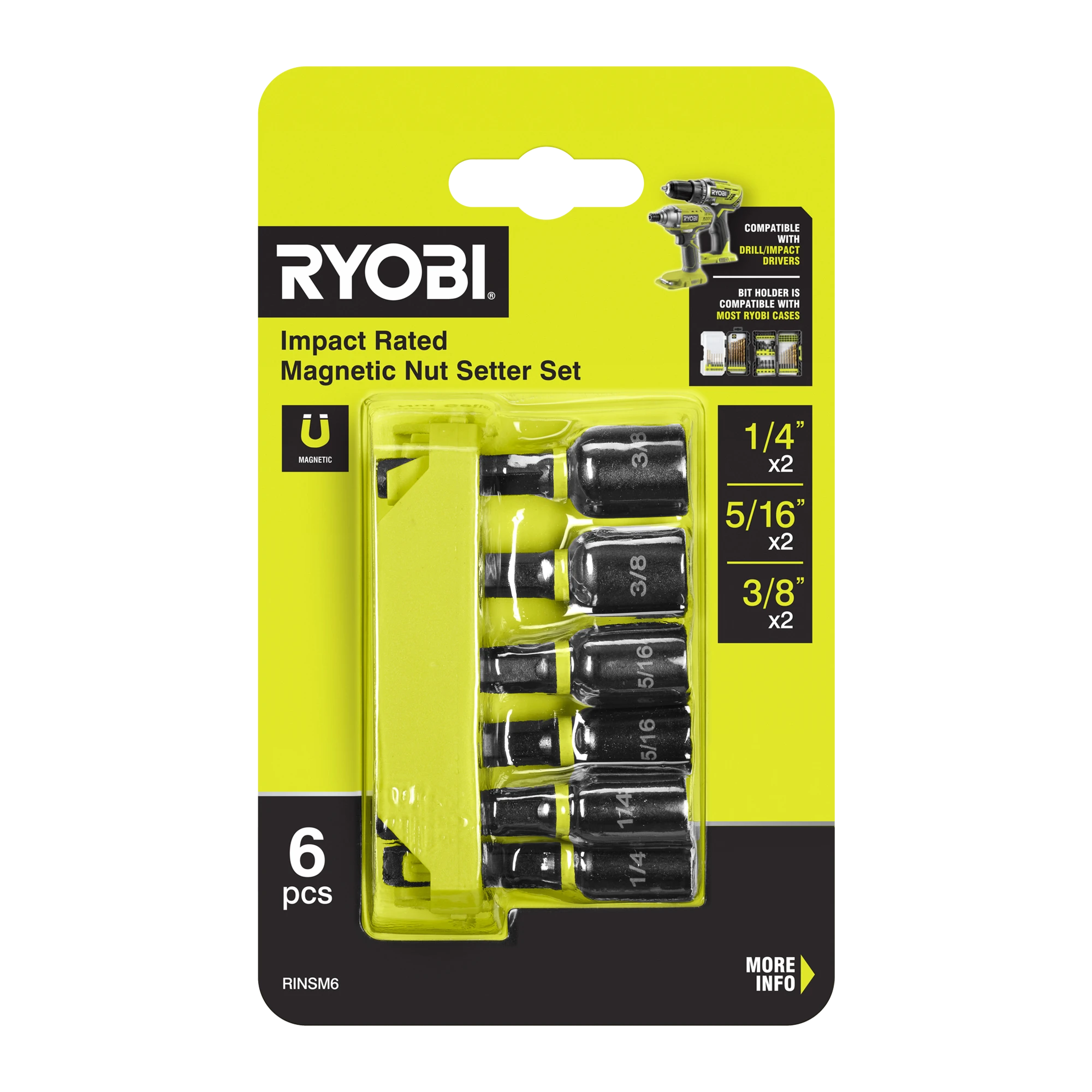 6 Piece Impact Rated Magnetic Nut Setter Set