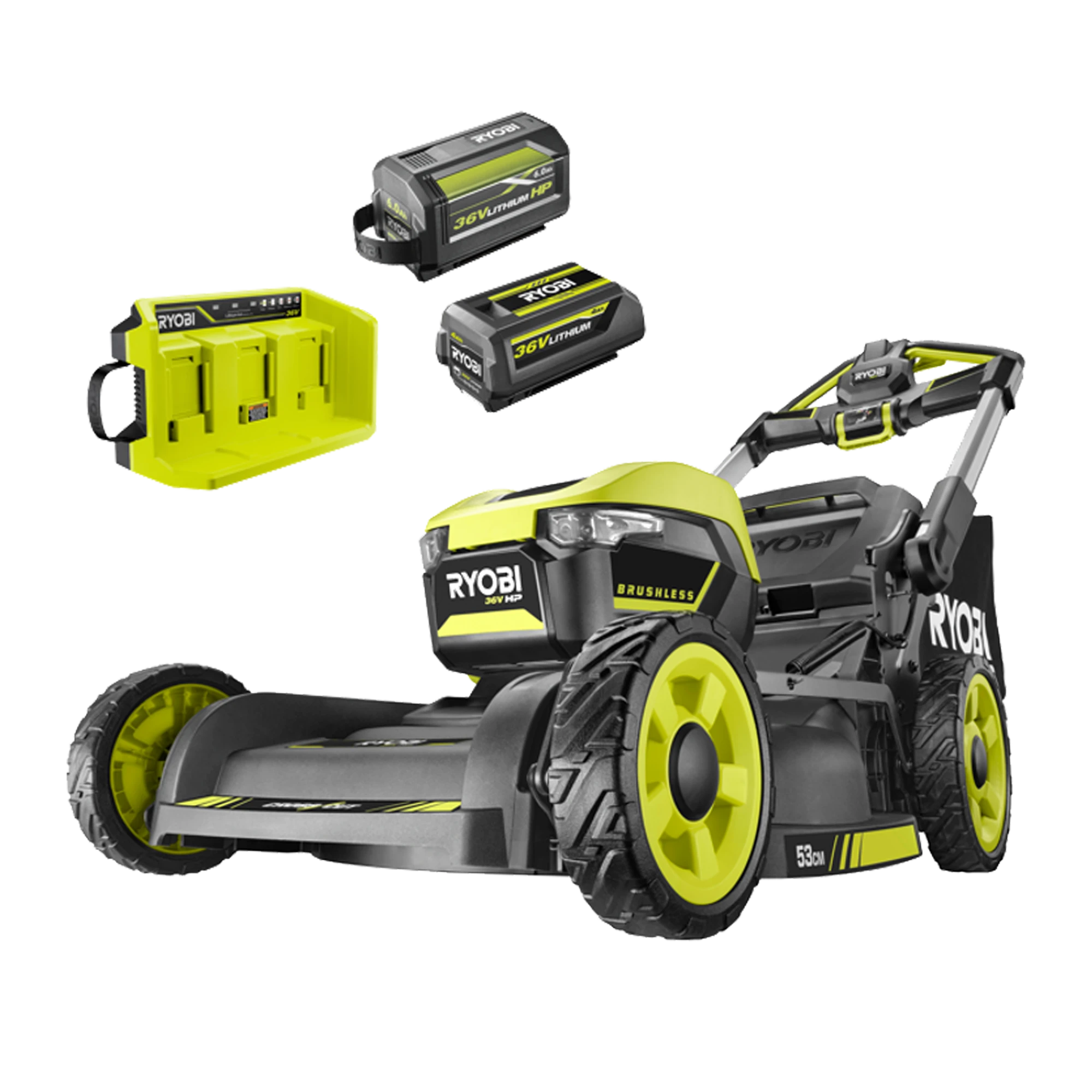 36V HP? Brushless 53cm Self-Propelled Mower Dual Battery 6.0Ah Kit