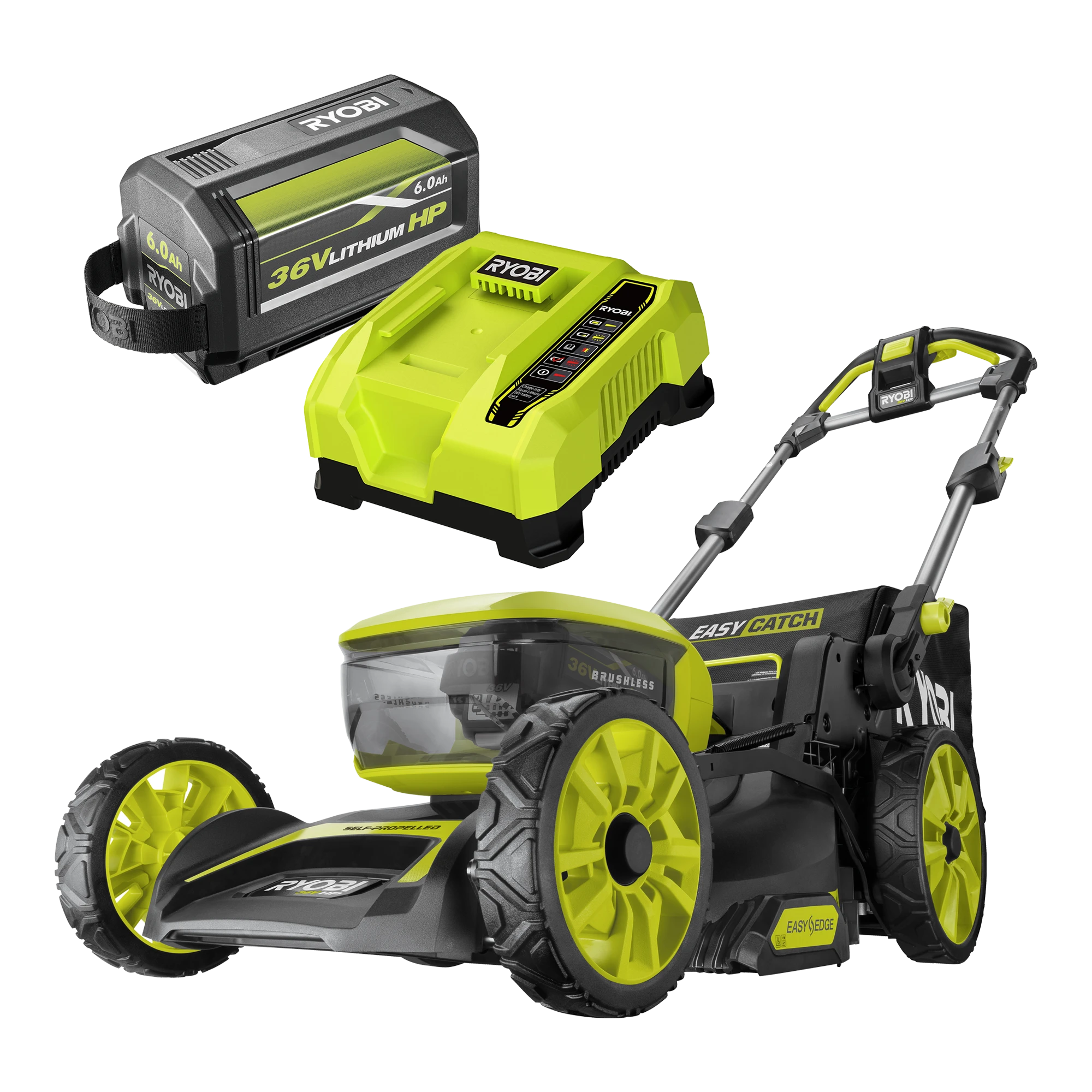 36V HP? Brushless 46cm Self-Propelled Lawn Mower 6.0Ah Kit