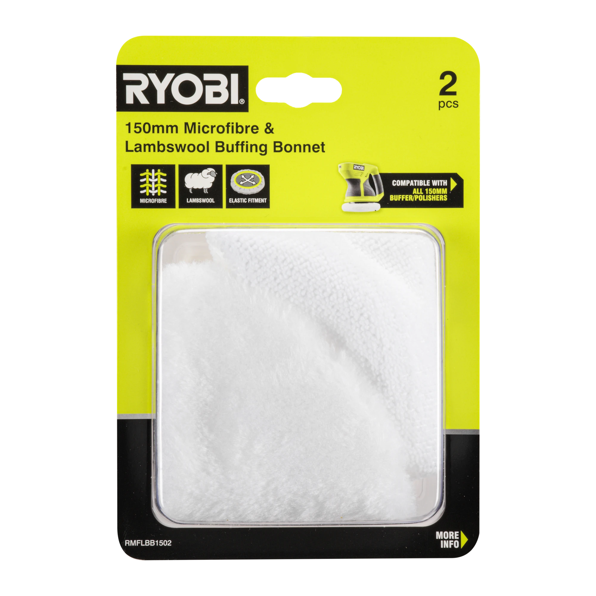 150mm 2-Piece Lambswool & Microfibre Buffing Bonnet Set