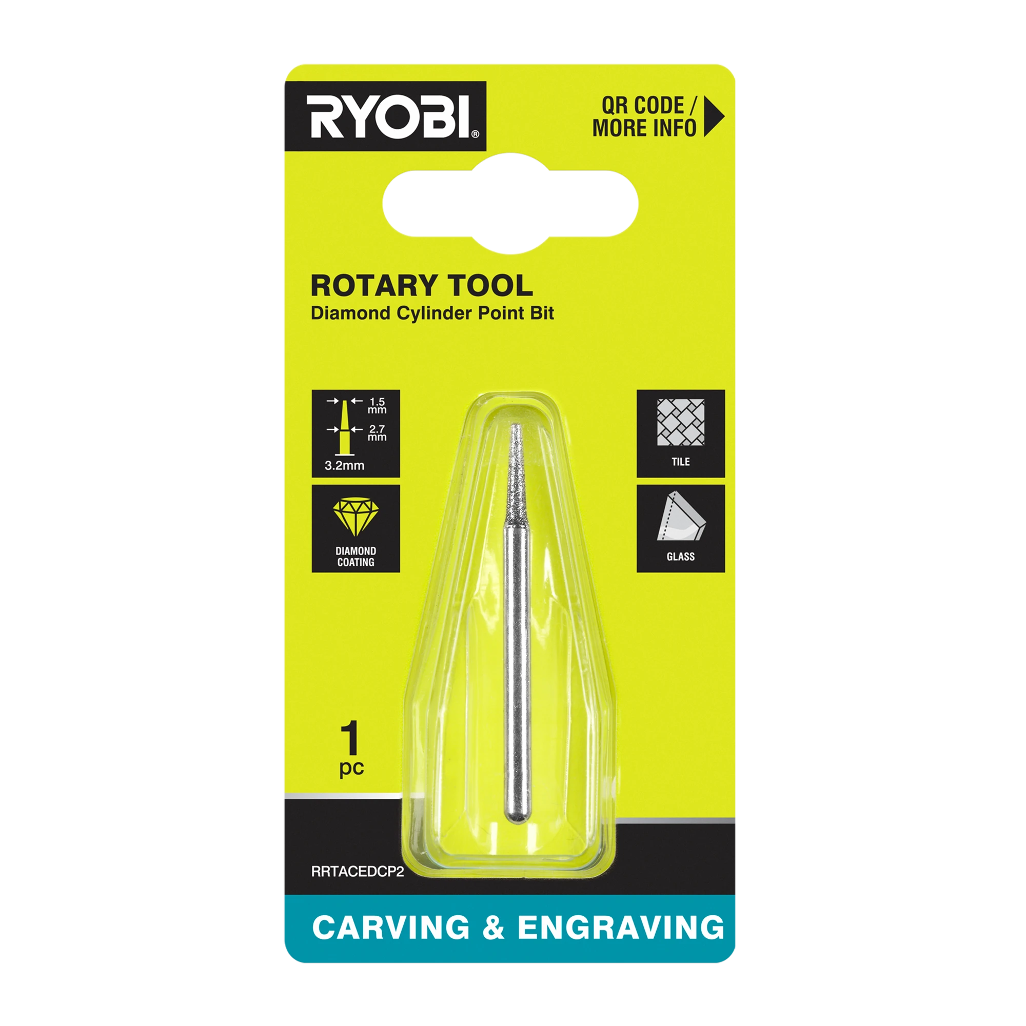 1.5mm Rotary Diamond Cylinder Point Bit