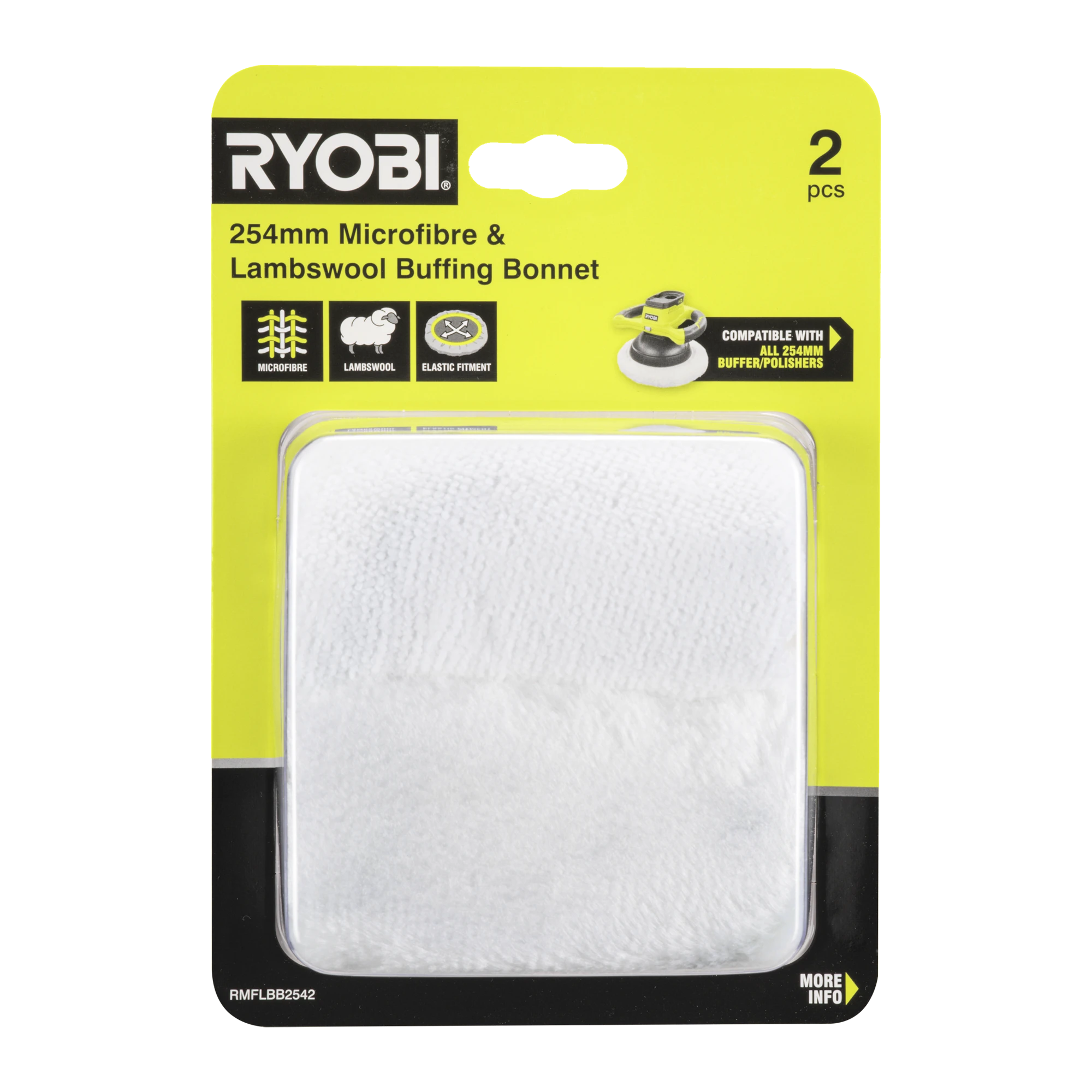 254mm 2-Piece Lambswool & Microfibre Buffing Bonnet Set