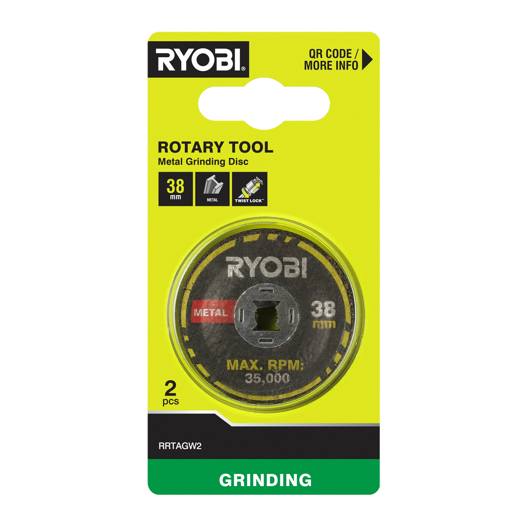 38mm Rotary Twist Lock Grinding Wheel 2pk