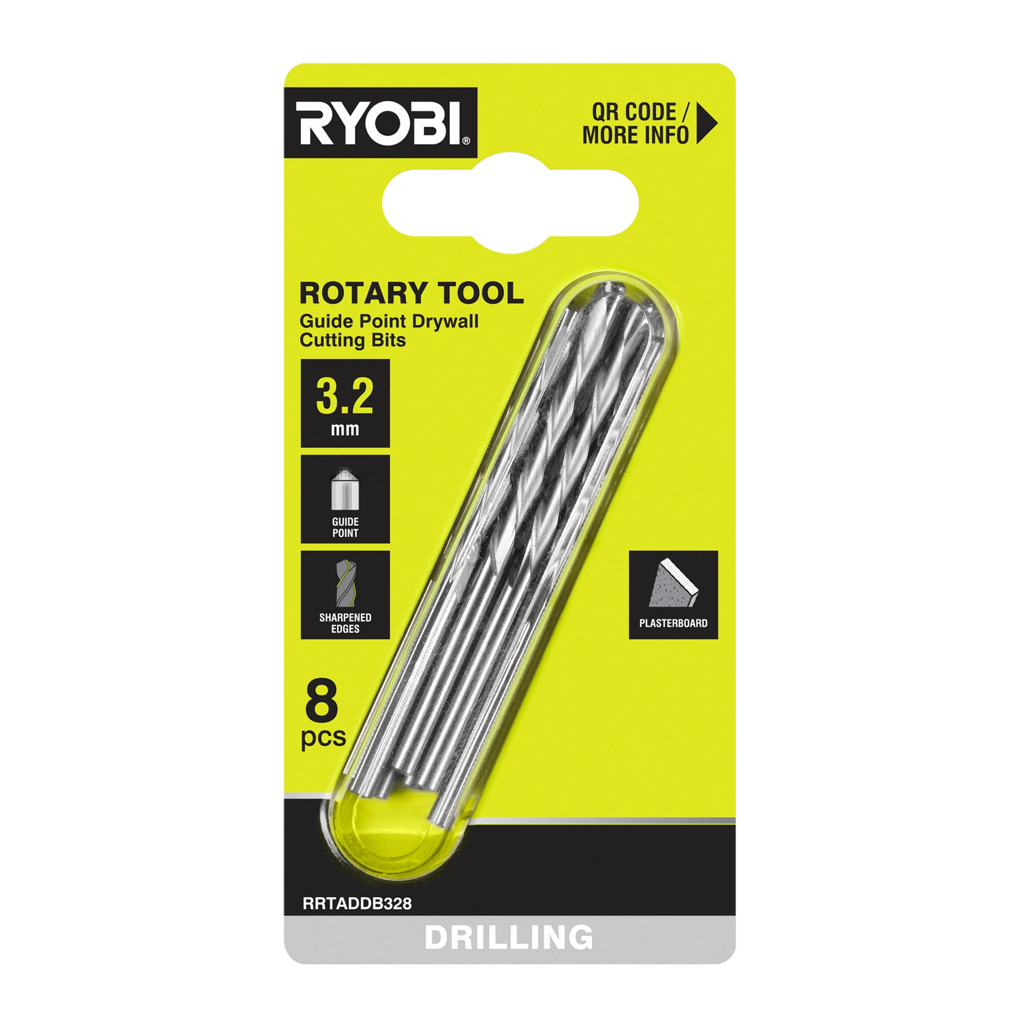 3.2mm 8-Piece Rotary Guide Point Plasterboard Drill Bit Set
