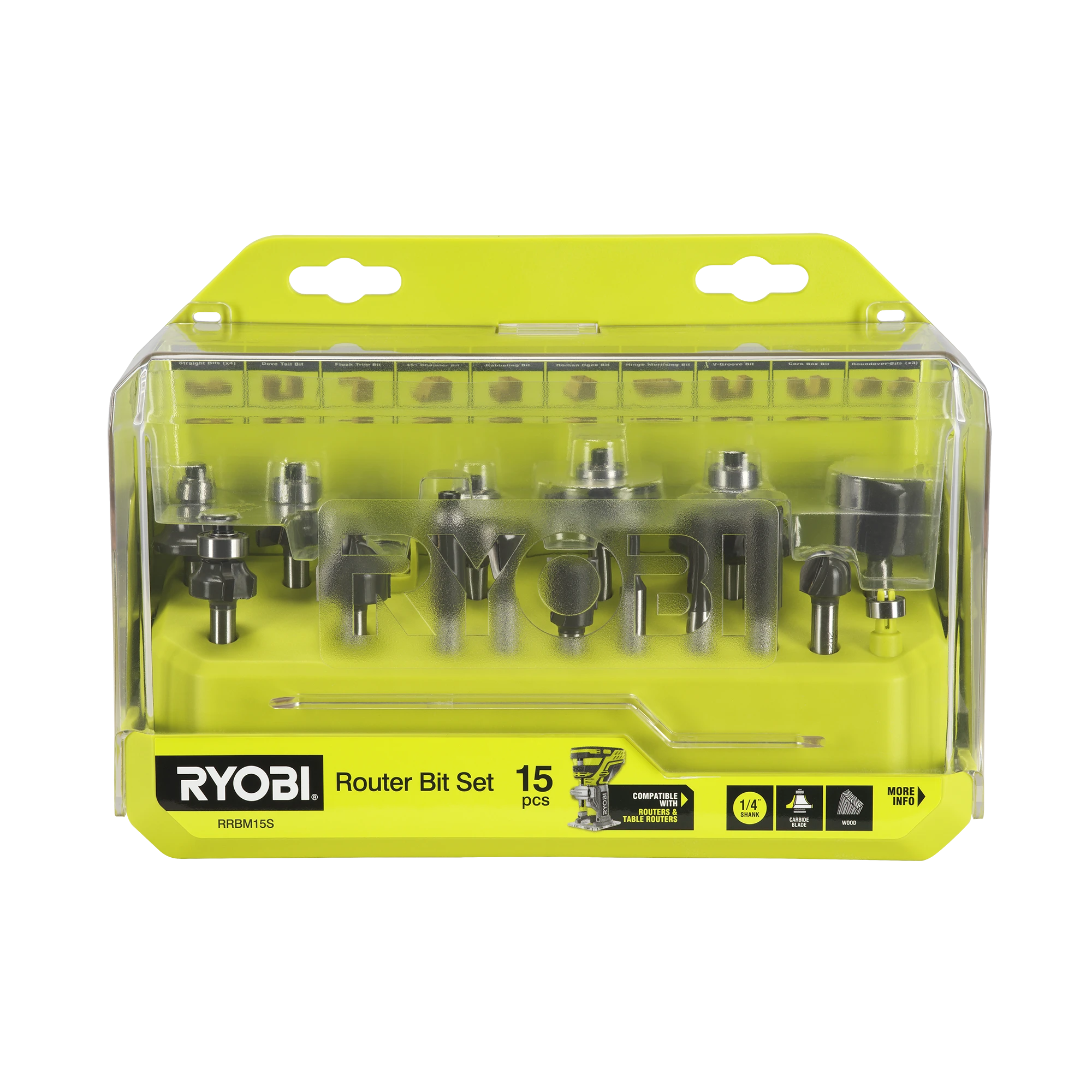 15-Piece Mixed Router Bit Set