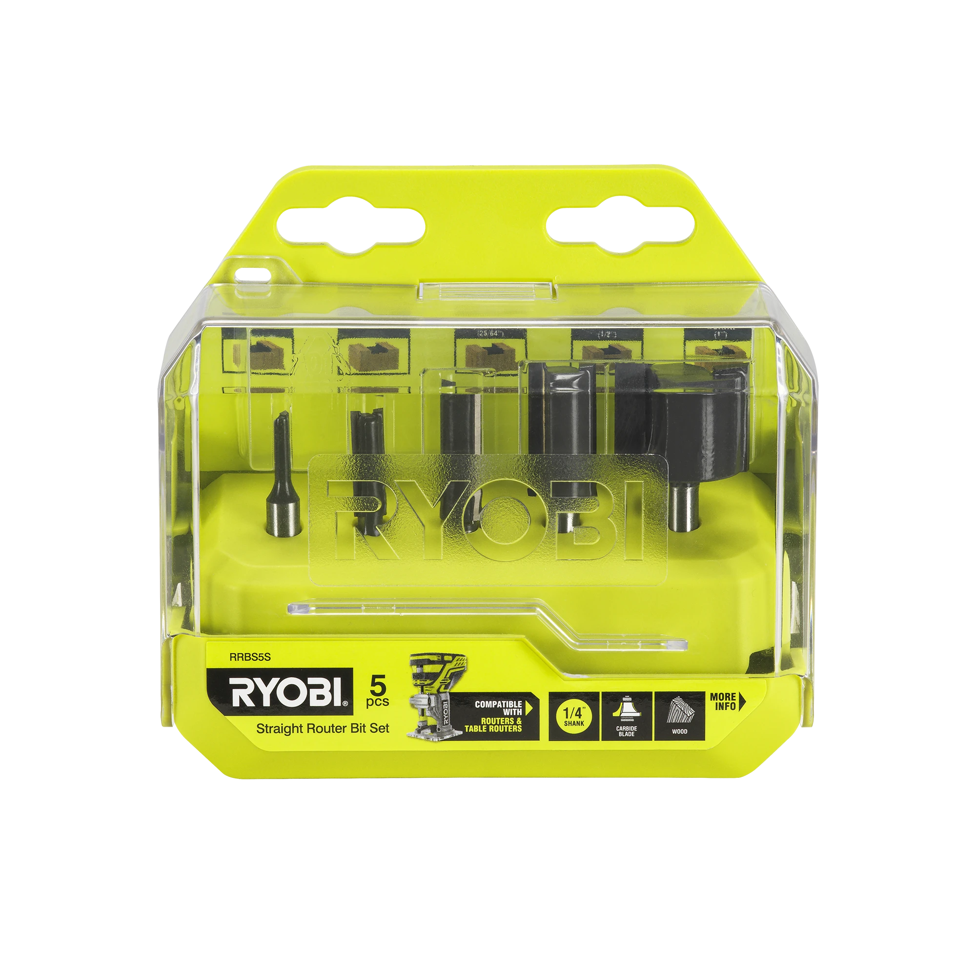 5-Piece Straight Router Bit Set