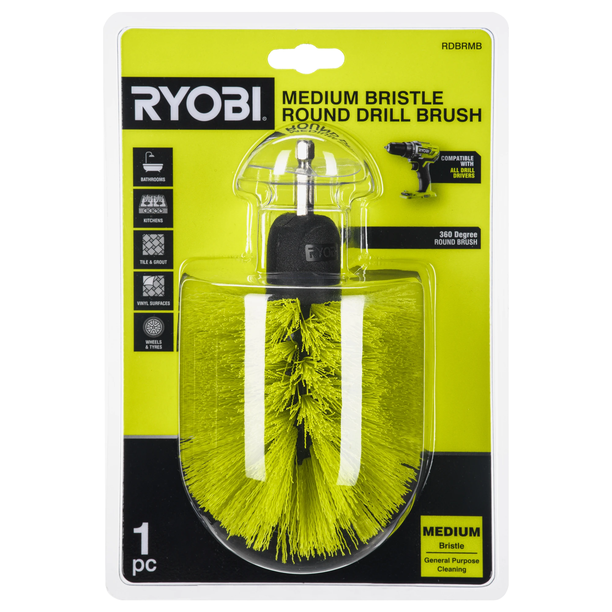 Round Medium Bristle Drill Brush