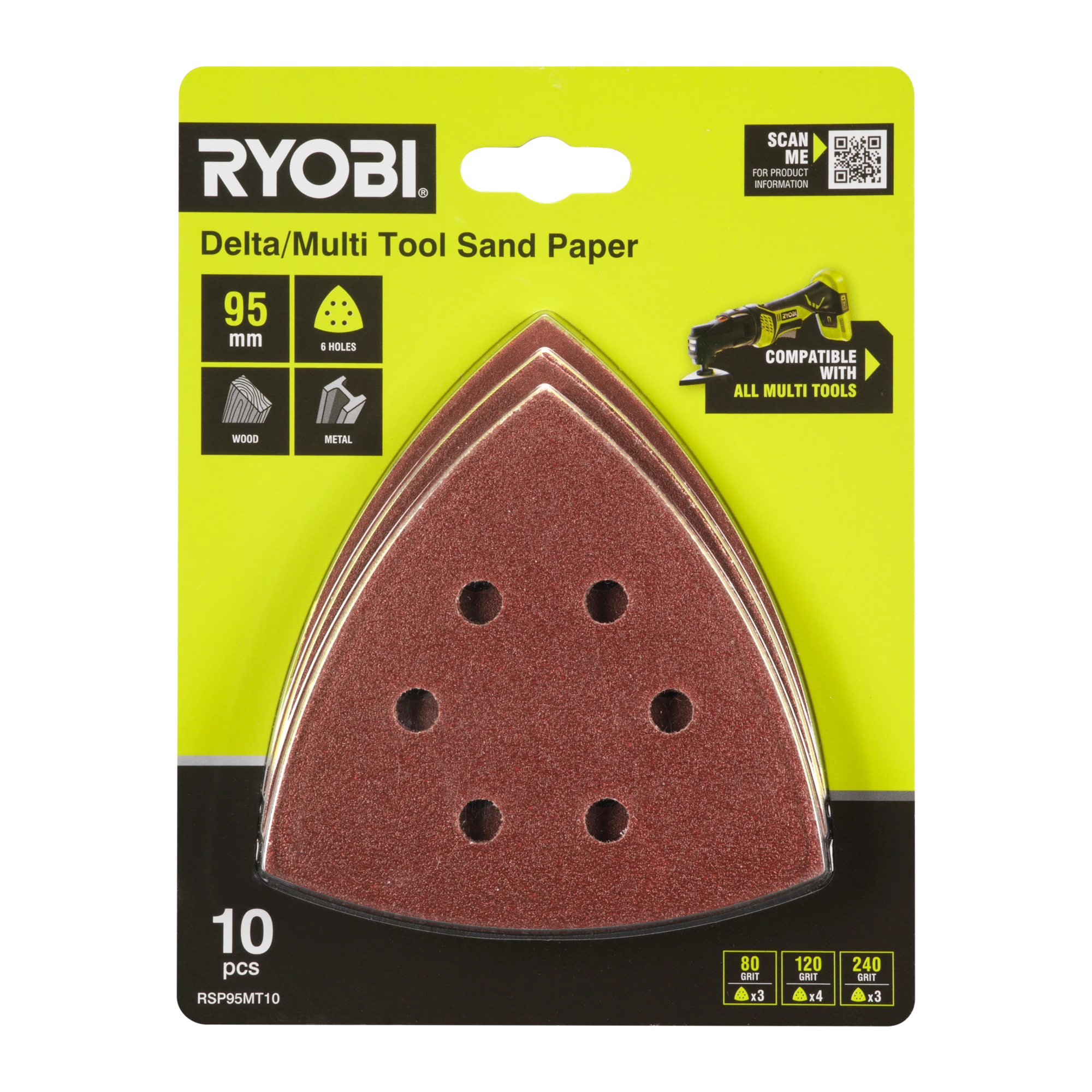 10-Piece 95mm Delta/Multi-Tool Sanding Set