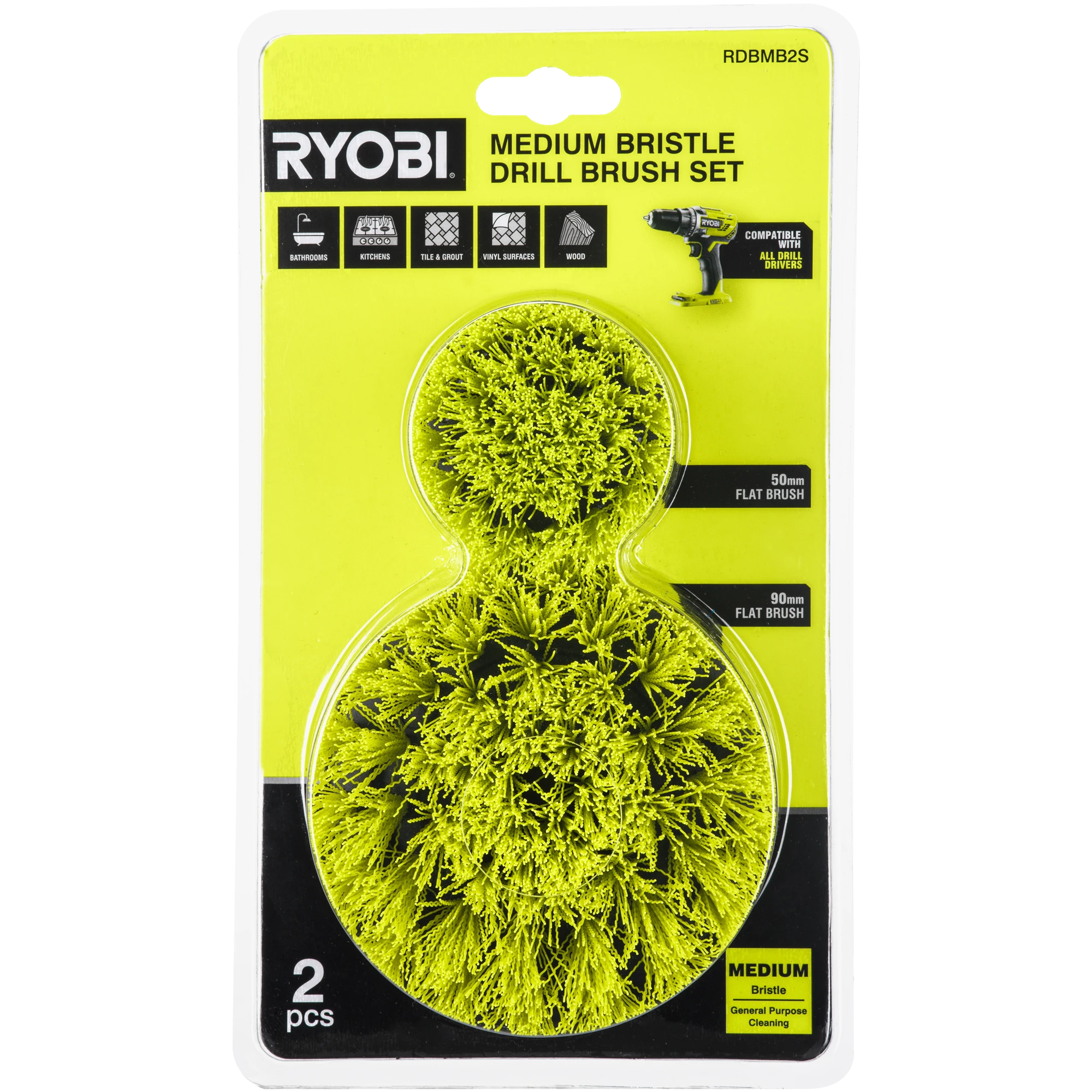 2-Piece Medium Bristle Drill Brush Set