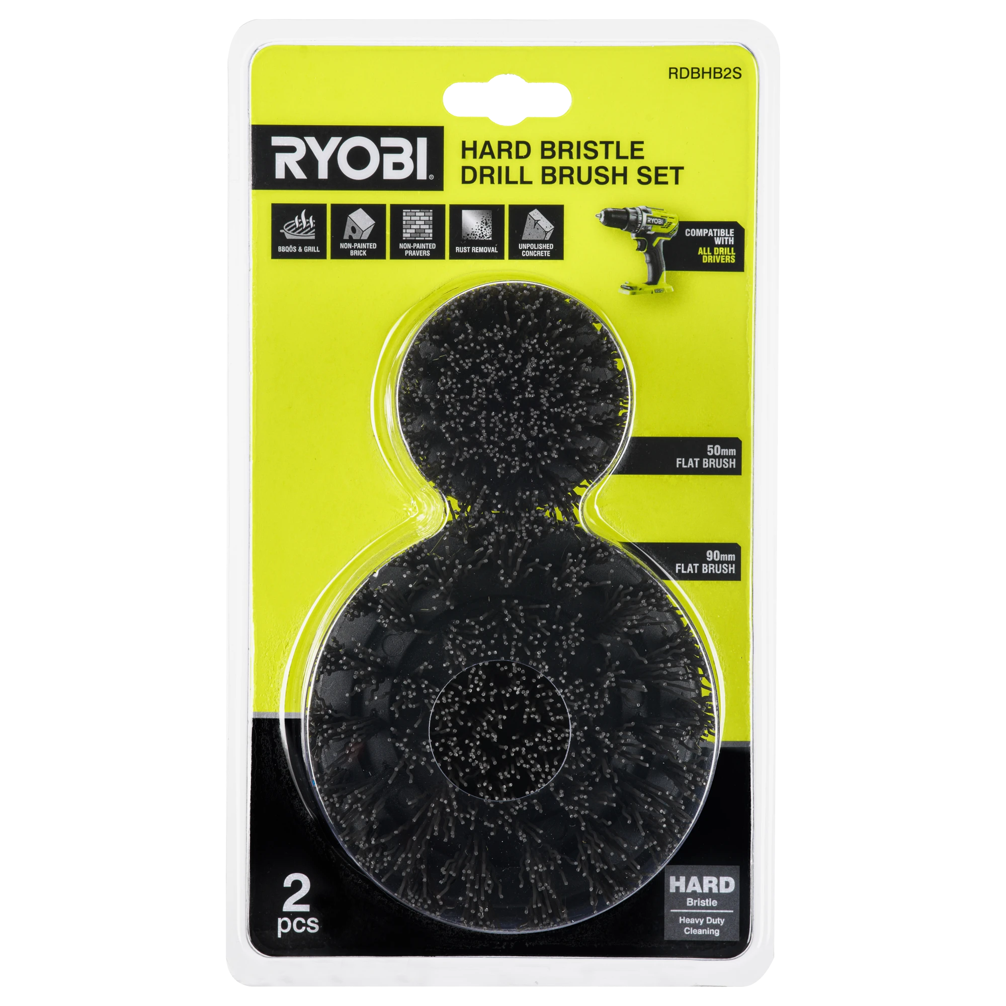 2-Piece Hard Bristle Drill Brush Set