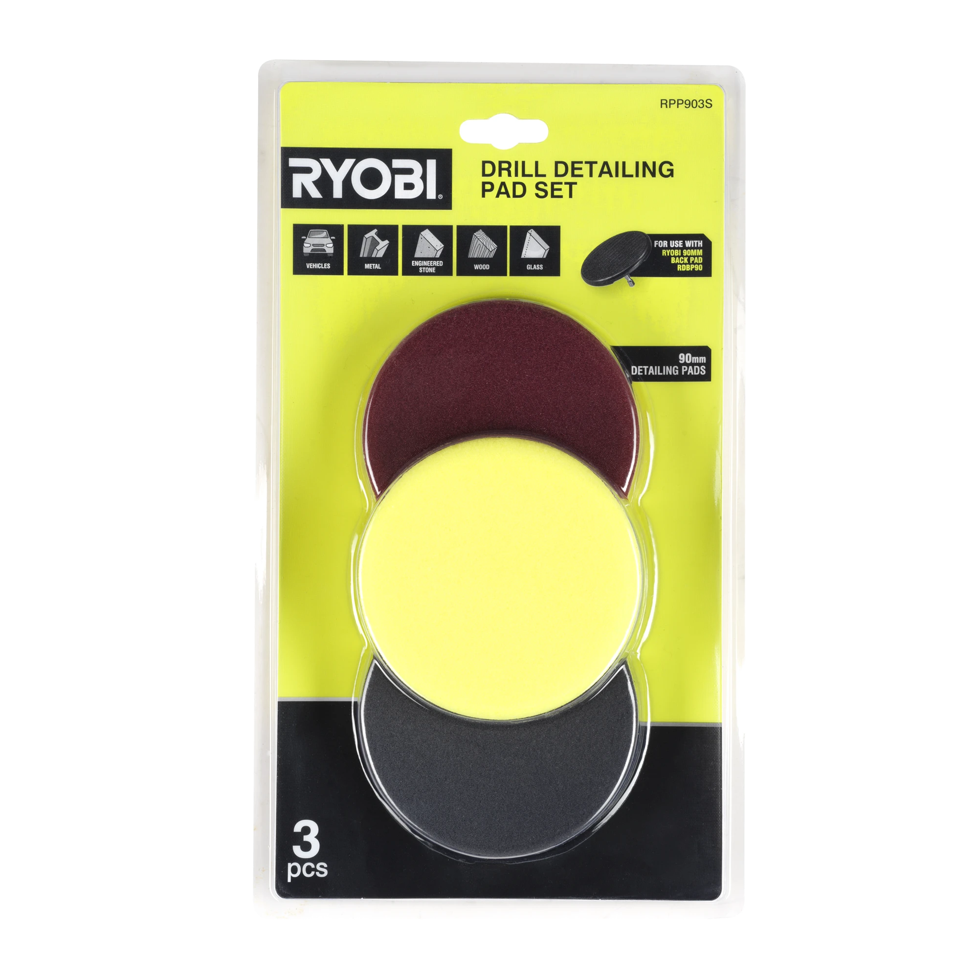 90mm 3-Piece Polishing Pad Set
