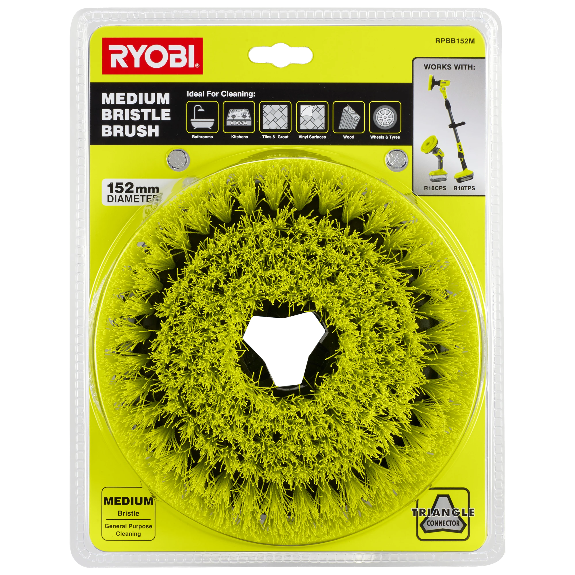 152mm Medium Bristle Power Scrubber Brush