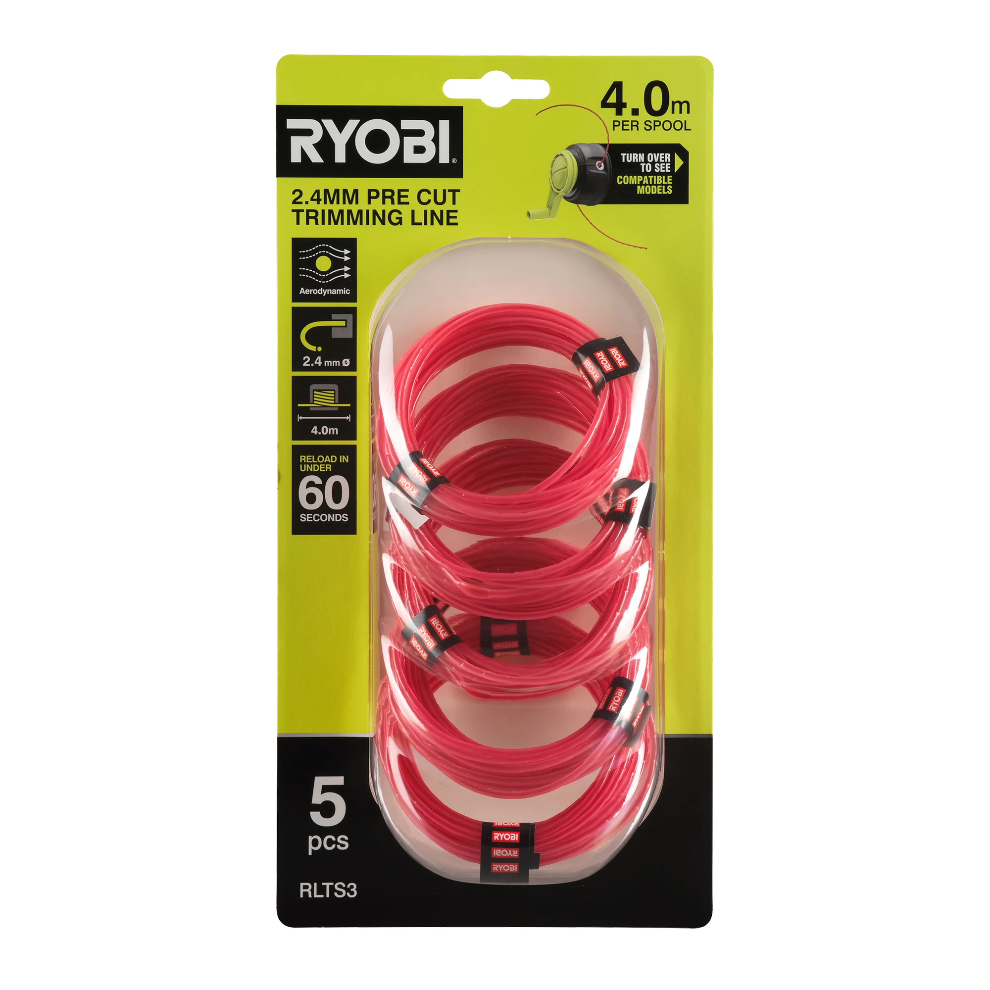 5 Pack Of 2.4mm Pre Cut Spools
